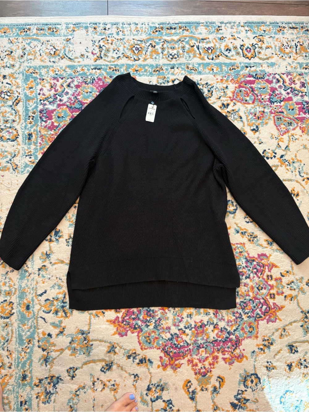 Express Black Ribbed Crewneck Sweater